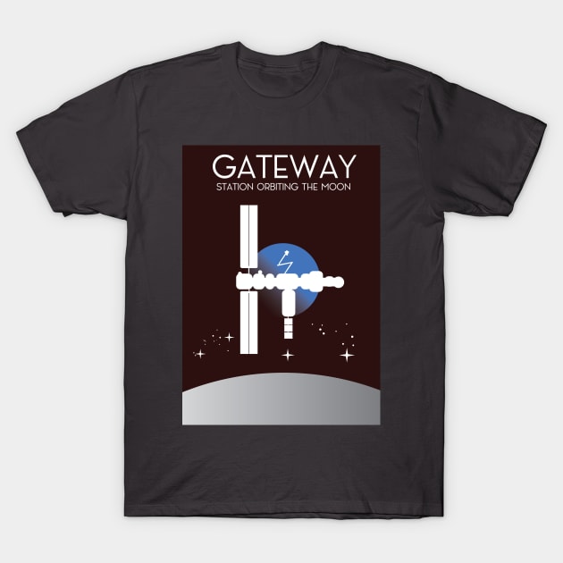 Gateway Space Station orbing the Moon T-Shirt by nickemporium1